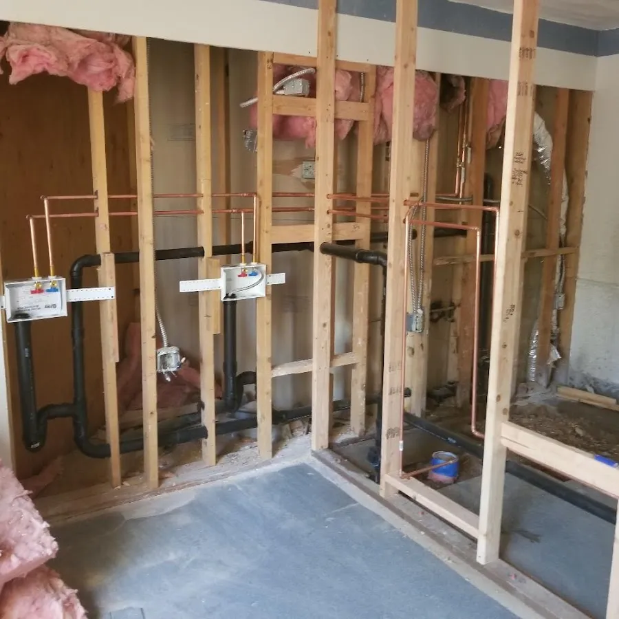Copper pipe rough-in and plumbing installation in Plainville